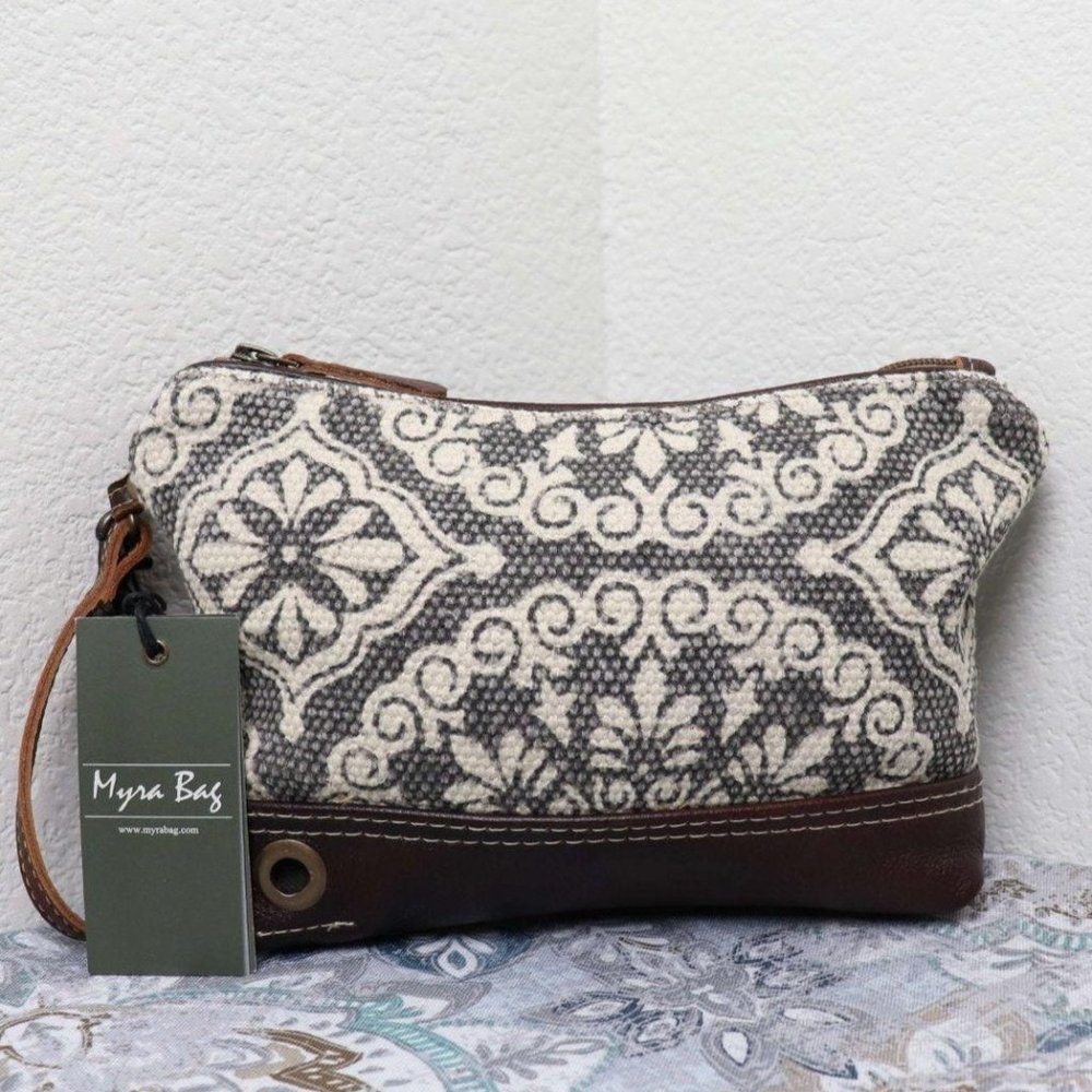 NEW Myra Bag VINTAGE Canvas Wristlet Pouch Makeup